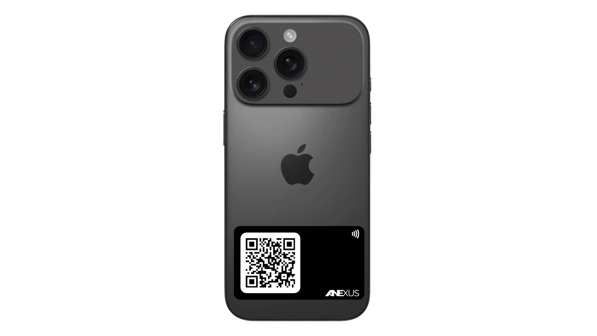 Tarjeta Phone Tap de Anexus Connect adherida en la parte trasera de un smartphone